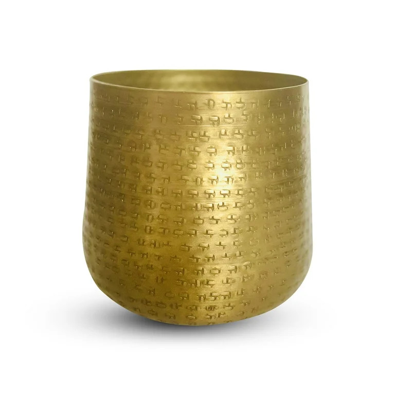 Textured Brass Colored Indoor Aluminium Planter | Walmart (US)