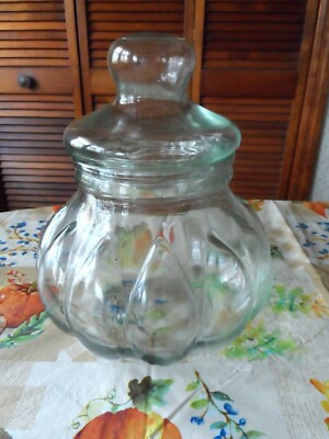 Large Pale Green Glass Potbelly Apothecary Cooke Jar with Lid  | eBay | eBay US