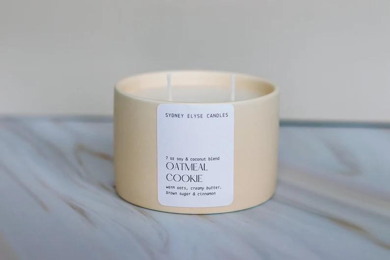 Oatmeal Cookie Soy & Coconut Blend Candle Sweet Bakery Fragrance Brown Sugar Cinnamon Candle Phth... | Etsy (US)