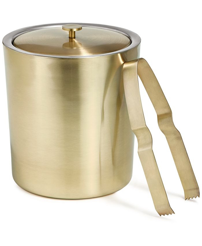 Martha Stewart Collection Gold-Tone Ice Bucket with Tongs, Created for Macy's & Reviews - Bar & W... | Macys (US)
