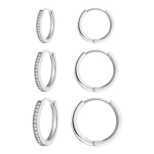 3 Pairs 14K Gold Plated Huggie Hoop Earrings for Women, Minimalist Gold Huggie Hoop Earrings, Sim... | Amazon (US)