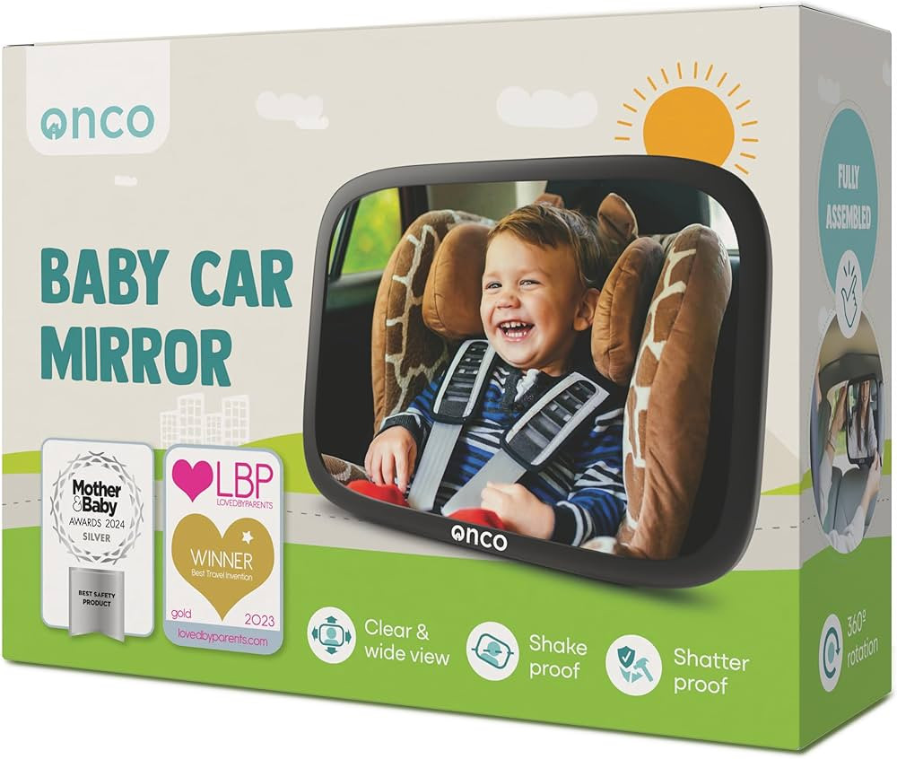 Onco Baby Car Mirror - 100% Shatterproof & Shakeproof, Award-Winning Car Mirror Baby Rear View, N... | Amazon (UK)