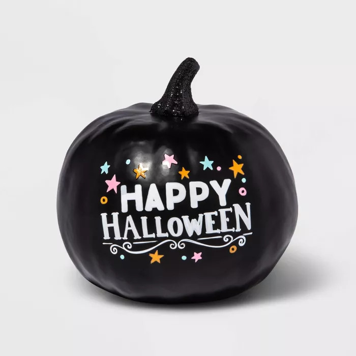 5" x 4" Black Painted "Happy Halloween" Decorative Pumpkin - Hyde & EEK! Boutique™ | Target