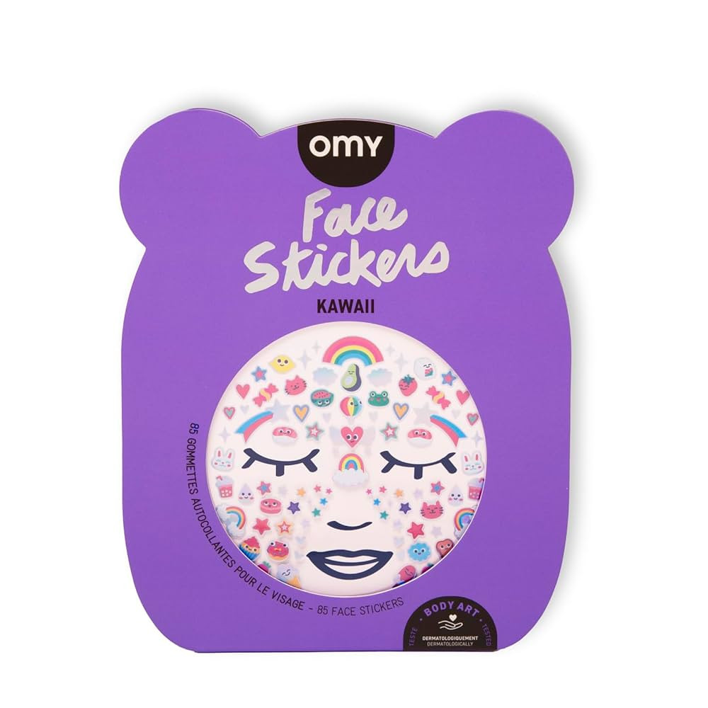 Omy Face Stickers, Kawaii | Brighten Your Look with 85 Adorable, Repositionable Stickers | Skin-S... | Amazon (US)