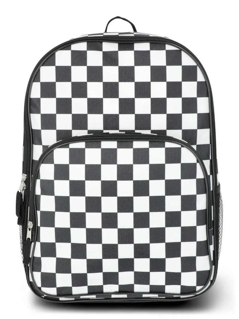 Wonder Nation Kids Unisex 16" Checkered Backpack, Black/White | Walmart (US)