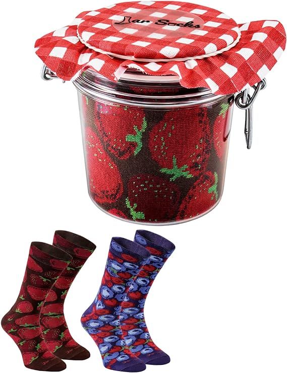 Rainbow Socks - JAR SOCKS Blueberries and Pears Funny Gift! - Unisex - 2 Pairs | Amazon (US)