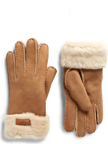 Genuine Shearling Turn Cuff Gloves | Nordstrom