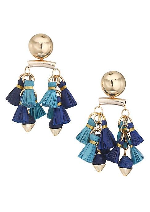 Akola Women's 10K Goldplated & Blue Raffia Tassel Cluster Earrings | Saks Fifth Avenue