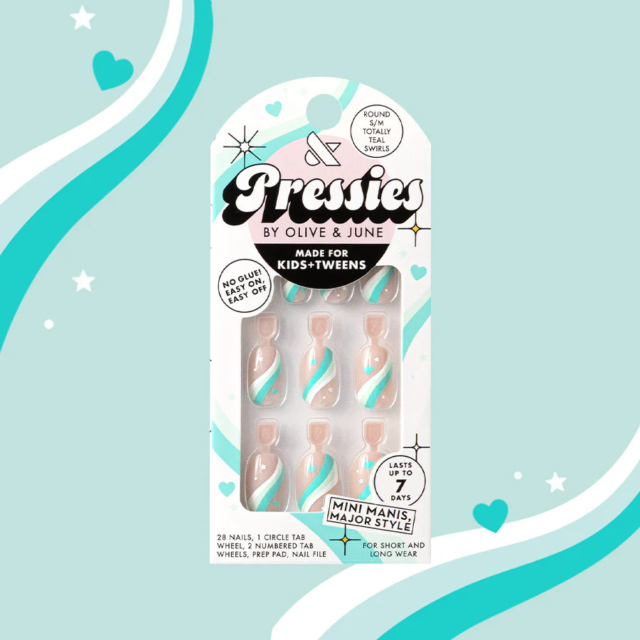 Totally Teal Swirls - Pressies | Short Medium | Round | Olive & June