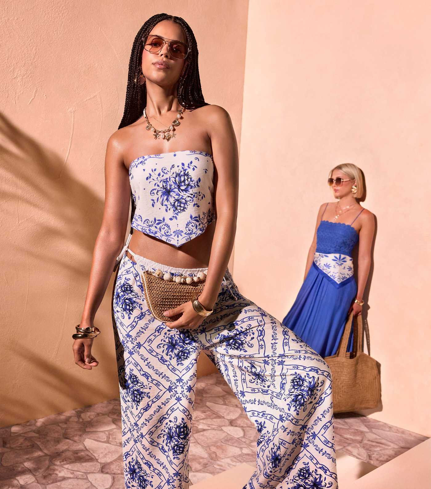White Tile Pattern Beach Wide Leg Trousers | New Look | New Look (UK)