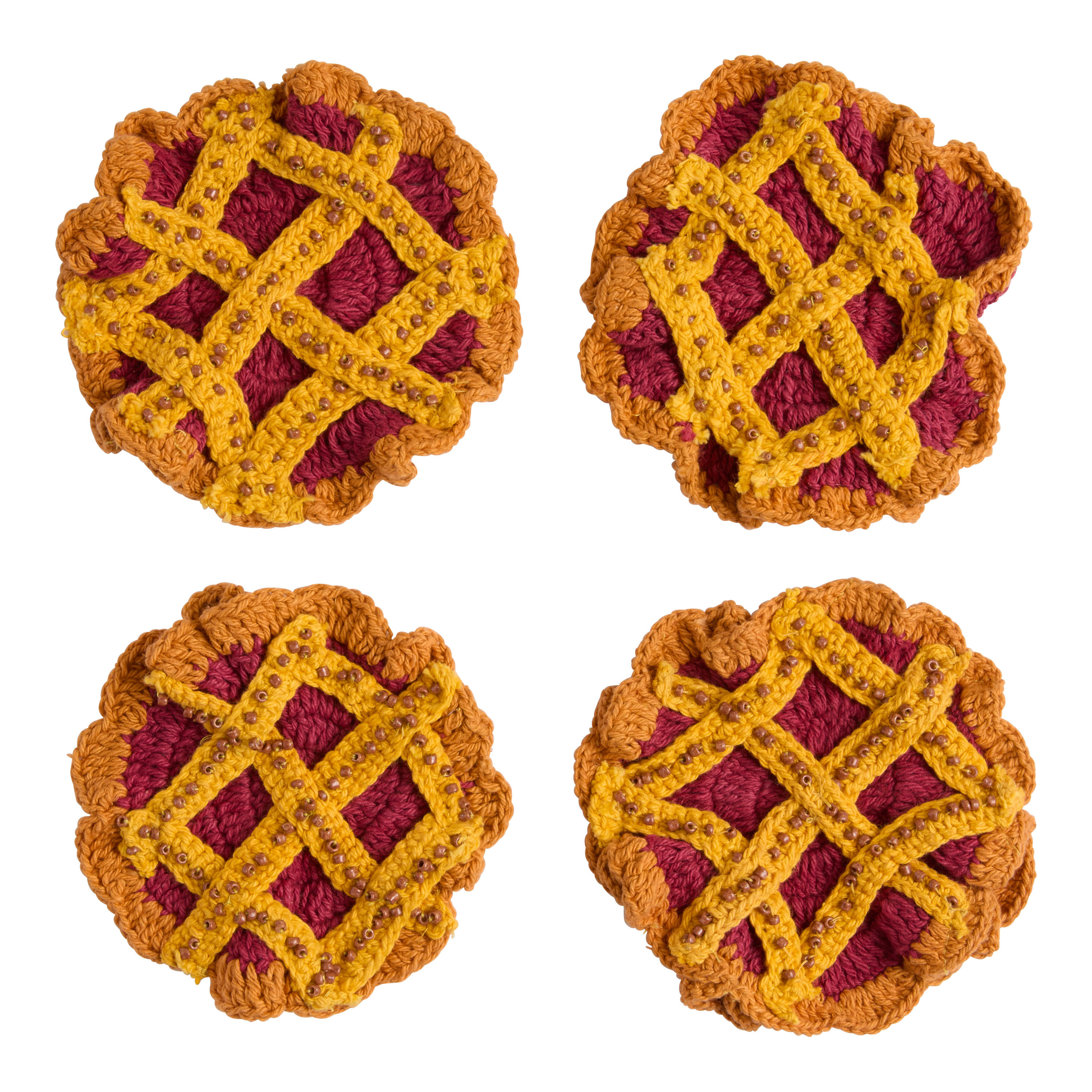 Berry Crochet Pie Figural Coasters 4 Pack | World Market