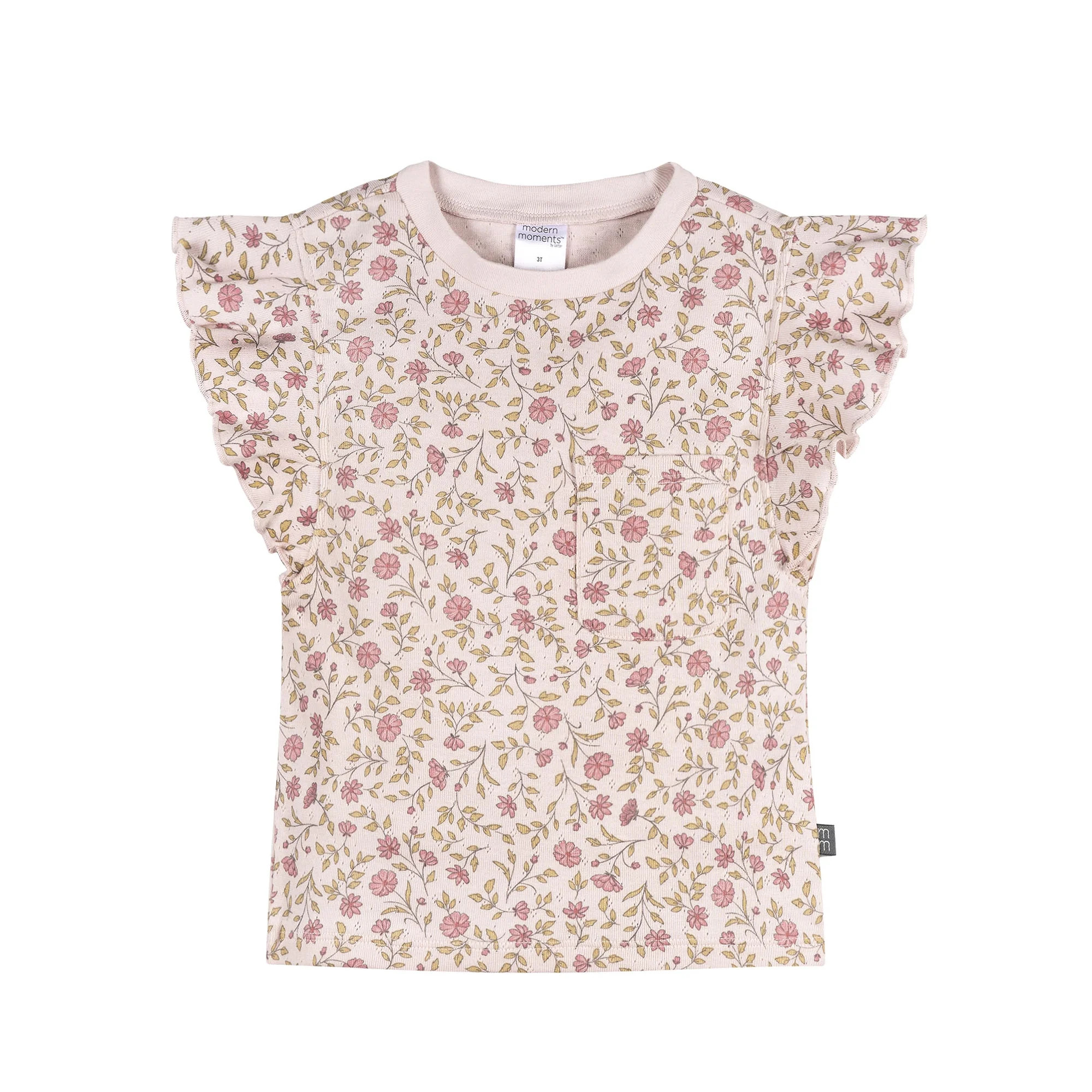 Modern Moments by Gerber Baby and Toddler Girl Organic Pleated Ruffle Sleeve Top, Sizes 0/3 Month... | Walmart (US)