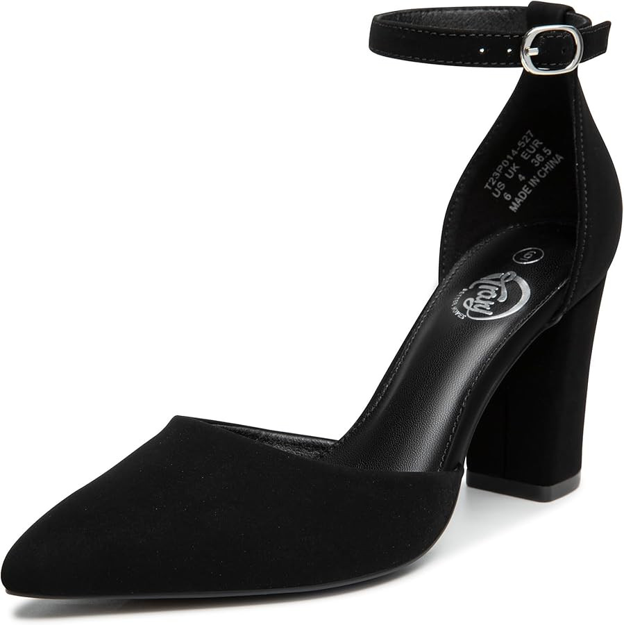 Trary Women's Heels,Women's Pumps,Black Nude Heels for Women,Chunky Heels for Women,Closed Toe He... | Amazon (US)
