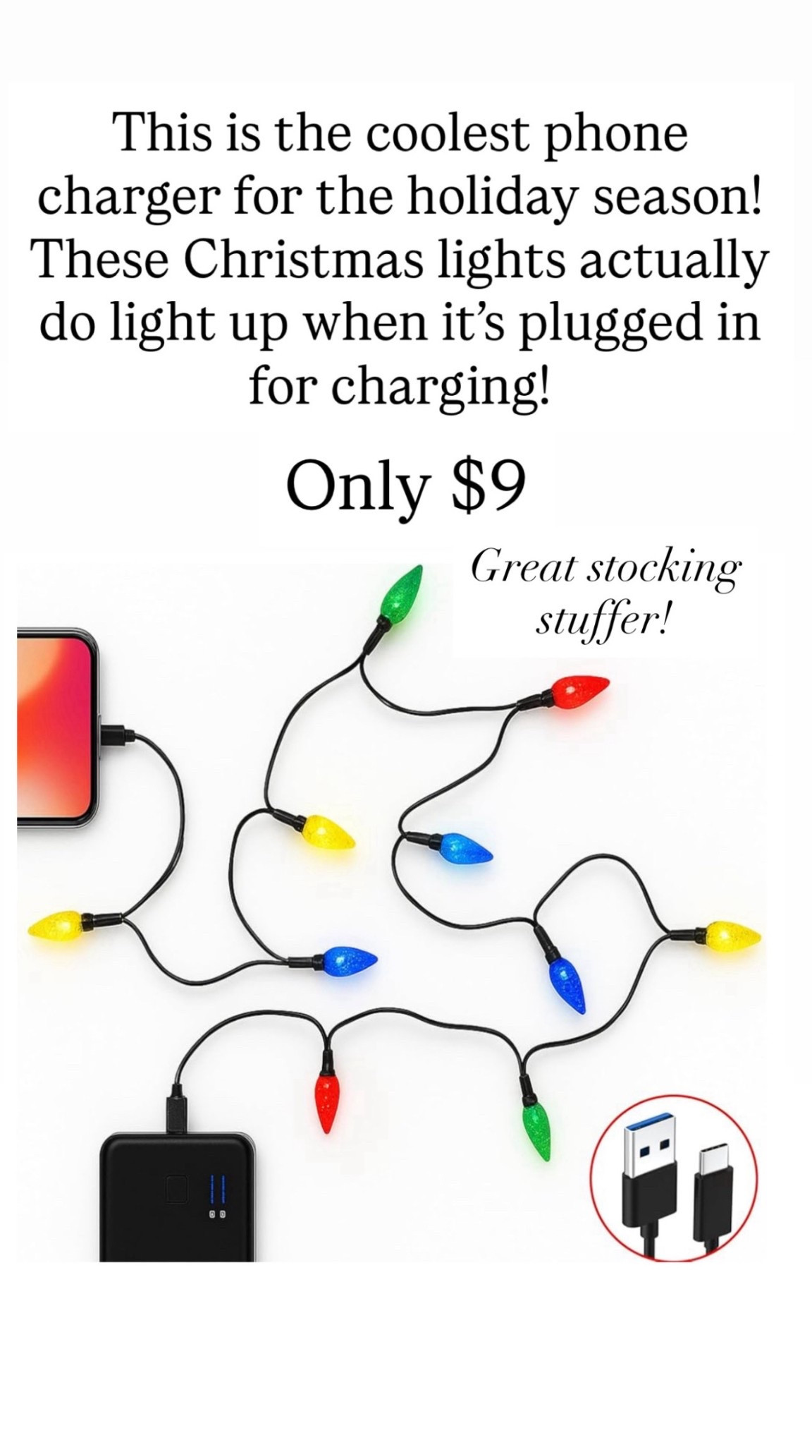 Christmas lights Phone charger 

#LTKHoliday #LTKGiftGuide