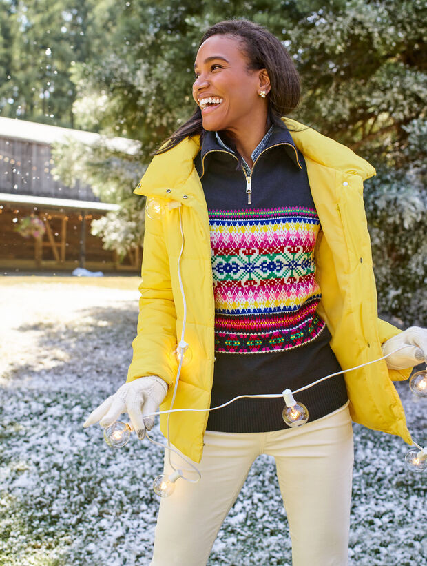 Half-Zip Mockneck Sweater - Stripe Fair Isle | Talbots