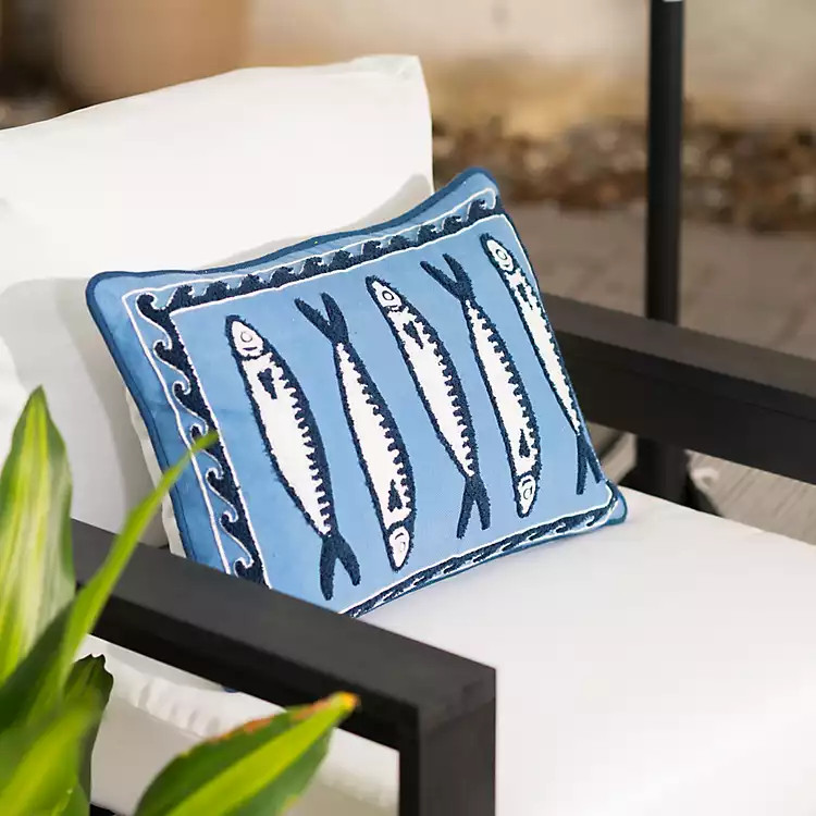 Blue Fish Friends Outdoor Lumbar Pillow | Kirklands