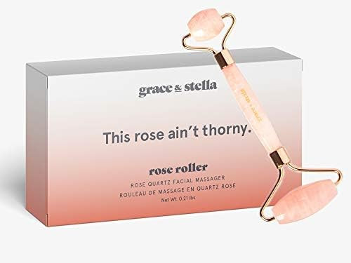Grace & Stella Rose Quartz Jade Face Roller - Stone Face Massager and Lymphatic Drainage Tool | E... | Amazon (US)