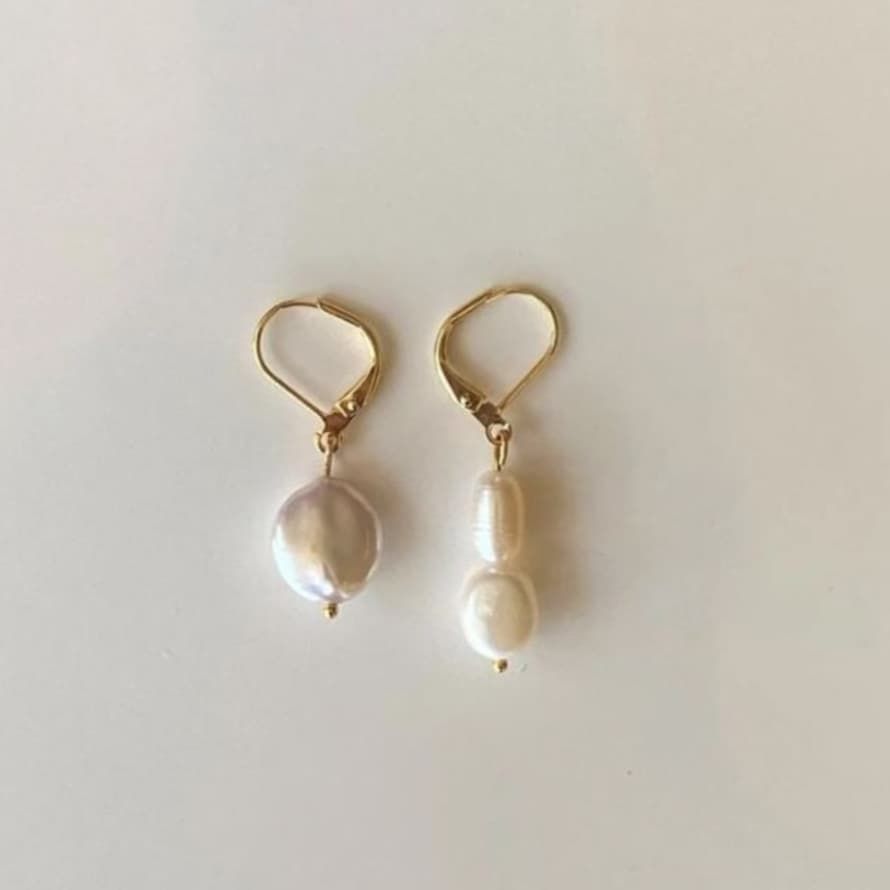 Pearl Drop Gold Earrings Mismatch | Trouva (Global)