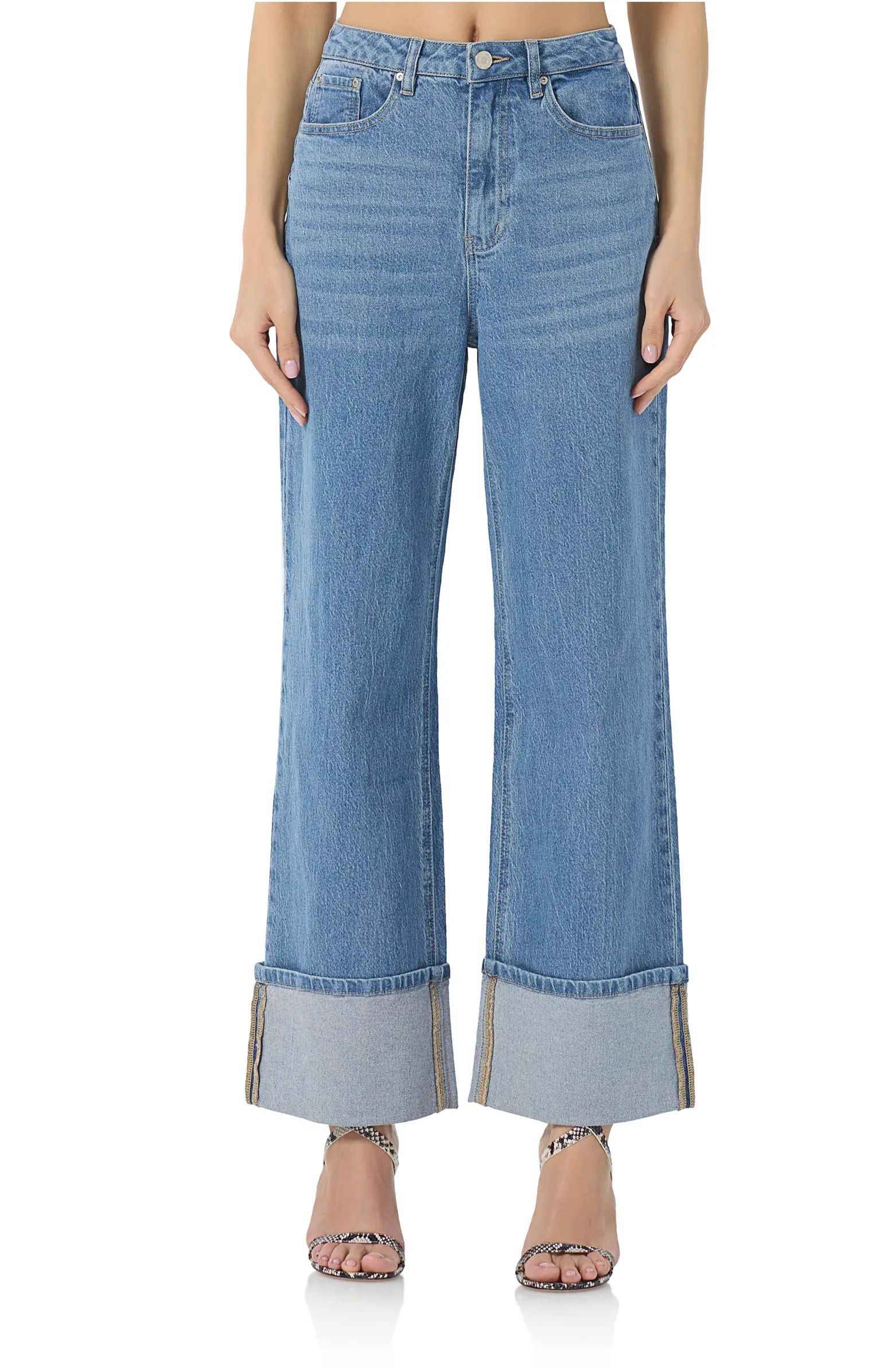Kendall Wide Leg Cuff Jeans | Nordstrom