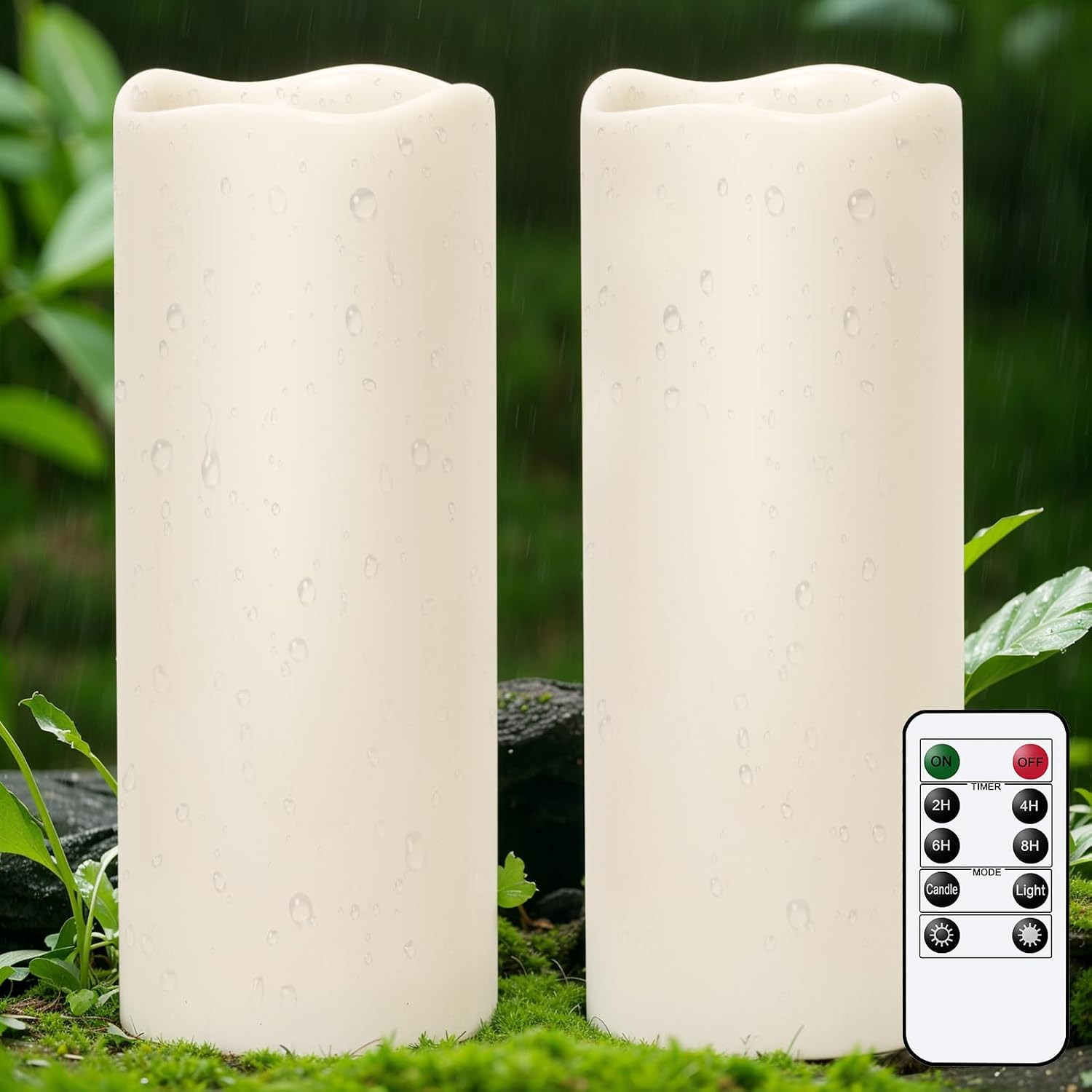 Outdoor Large Waterproof Flameless Candles Battery Operated with Remote | Amazon (US)