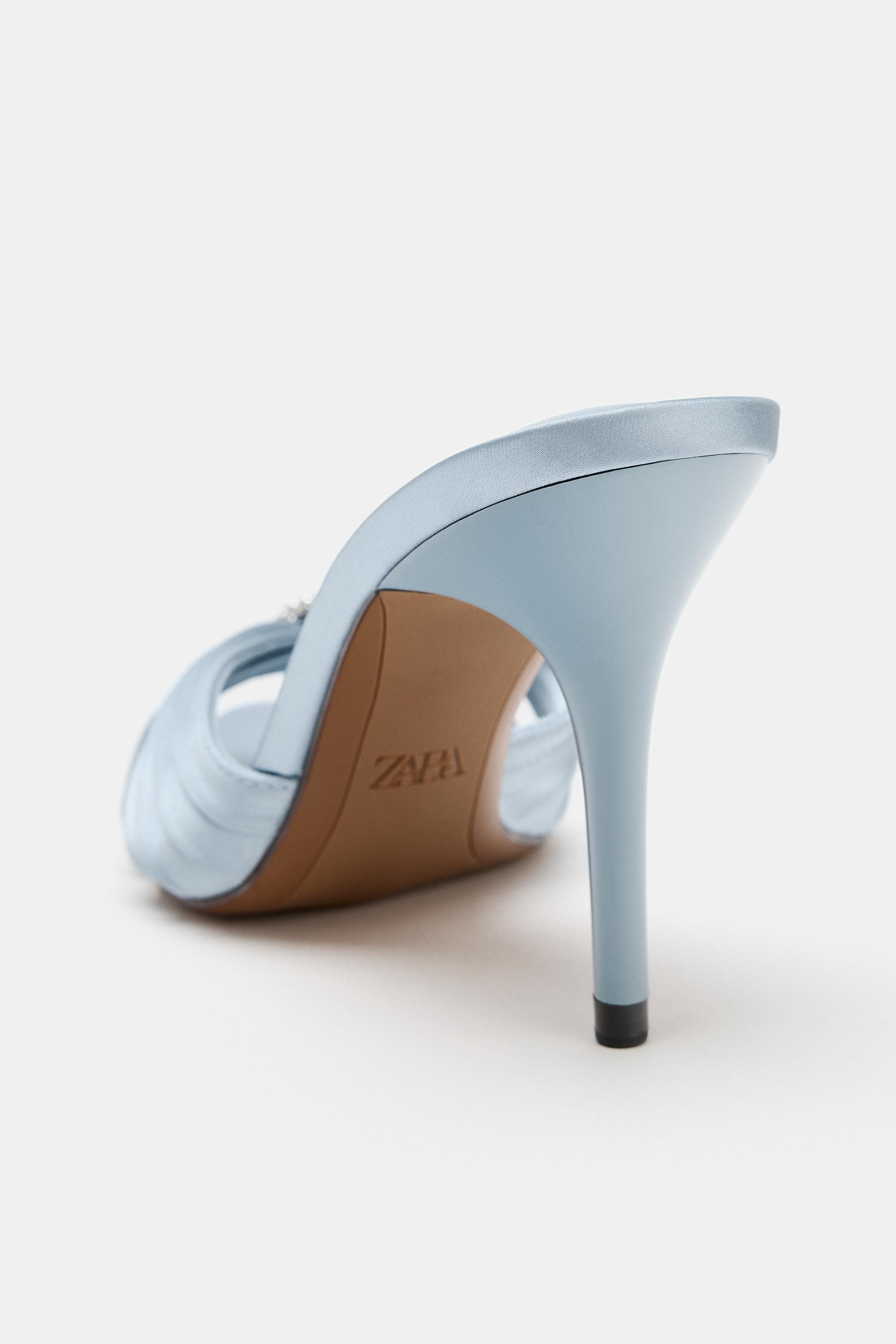 Heeled slingback sandals. Mule style. Satin-effect finish. Rhinestone detail on the front. Stilet... | Zara US