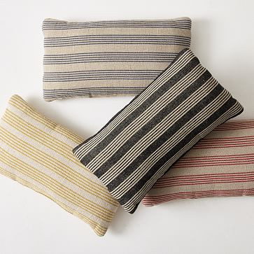 Natural Mini Stripe Indoor/Outdoor Pillow | West Elm (US)