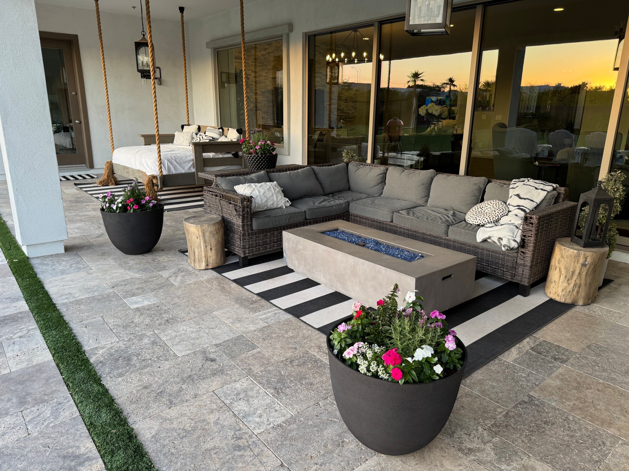 Affordable patio furniture at modern farmhouse, fire pit, fire table outdoor rug, sectional sofa, Walmart, Amazon, Restoration Hardware pottery barn, summer spring home decor interior decorating ￼lighting 

#LTKHome #LTKSeasonal #LTKvlog