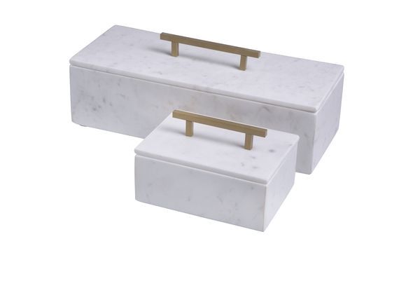 Marble Box And Lid With Metal Handle | Scout & Nimble