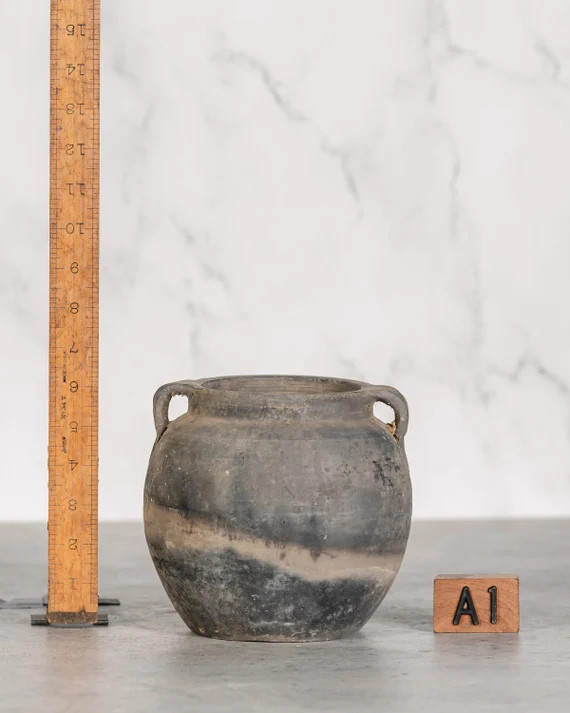 Small Vintage Black / Grey Clay Pot (Free Shipping) | Etsy (US)