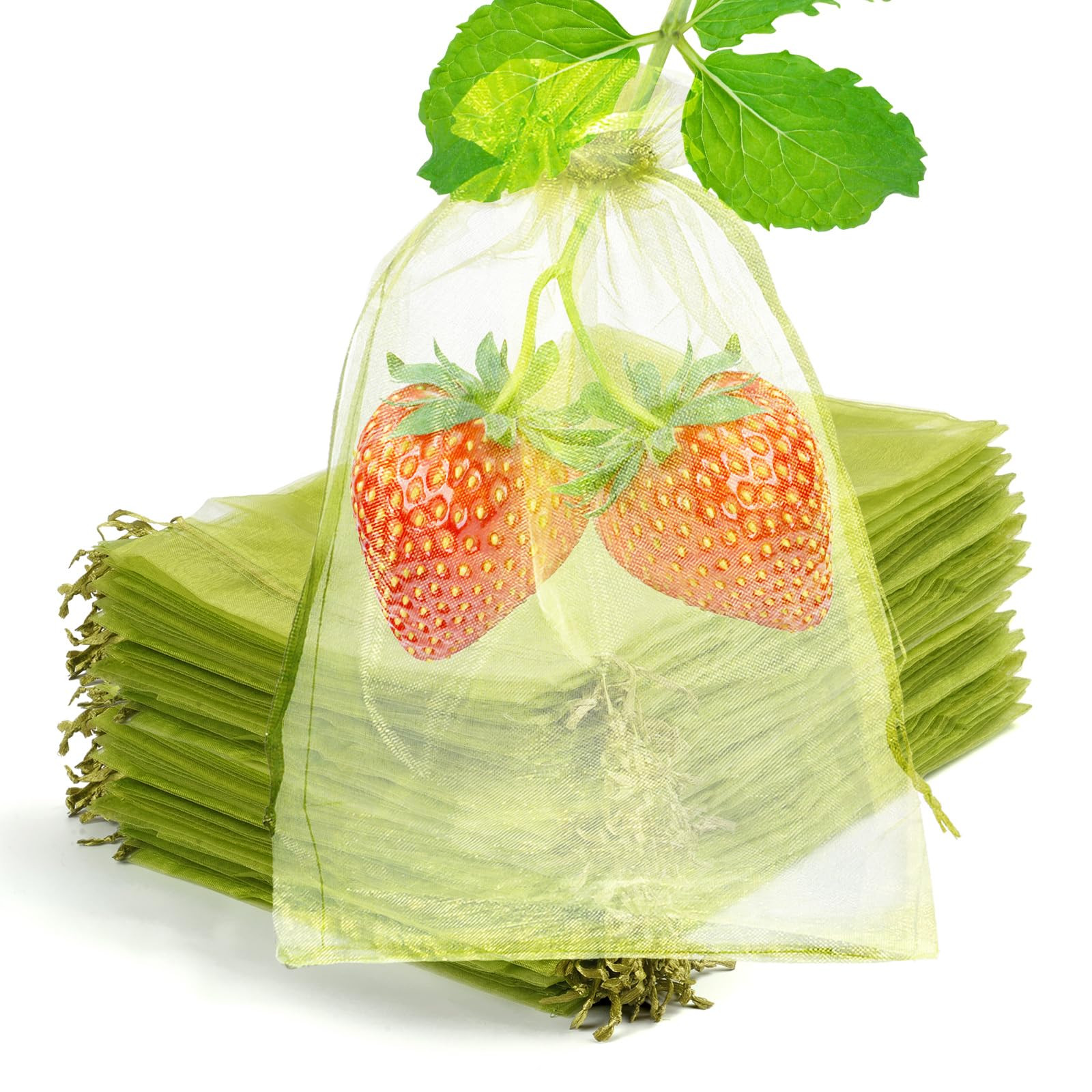 NIUBIER 50 Pcs Fruit Protection Bags, 4×6 Inches Green Fruit Nets for Fruit Tree, Drawstring Mes... | Amazon (US)