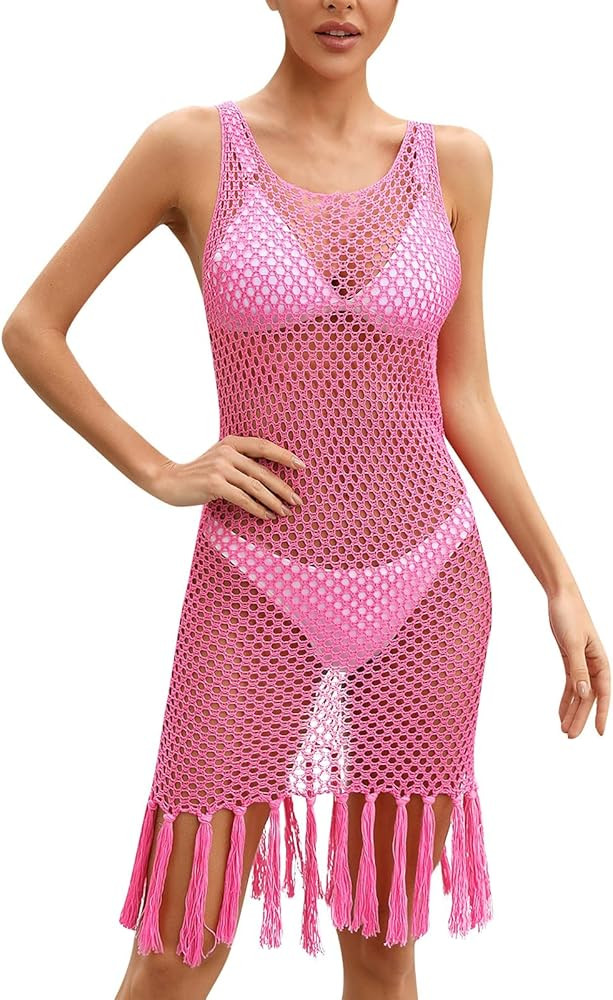 Beach Coverups for Women 2023 Pool Cover Up Beach Blouse Hollow Knitting Bikini Holiday Sling Dre... | Amazon (US)