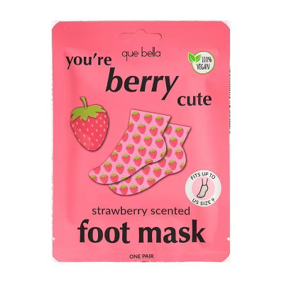 Que Bella You're Berry Cute Strawberry Foot Mask | Target