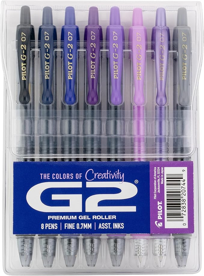 Pilot, G2 Premium Gel Roller Pens, G2 Boost Purples Pack, The Colors of Creativity, 8 Pack Pouch,... | Amazon (US)