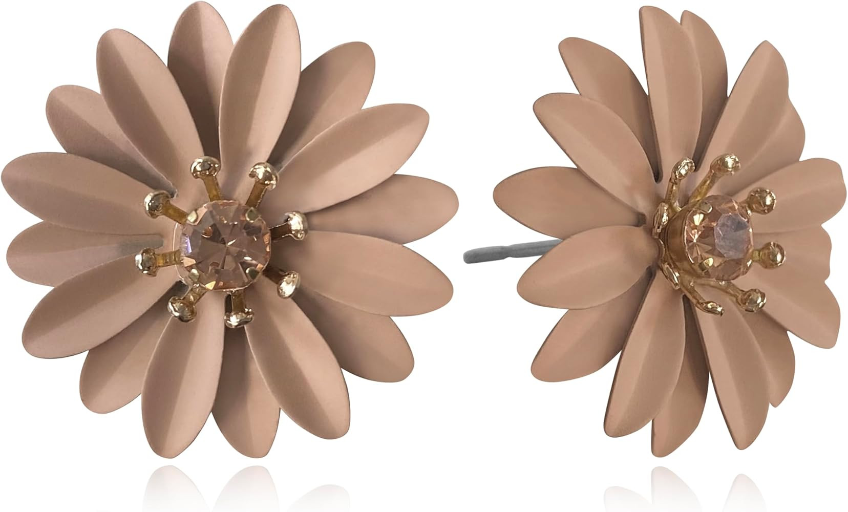 Chic Cute Boho Matte Flower Statement Stud Earrings with Gold Flower Bud for Women Sister Mom Lov... | Amazon (US)