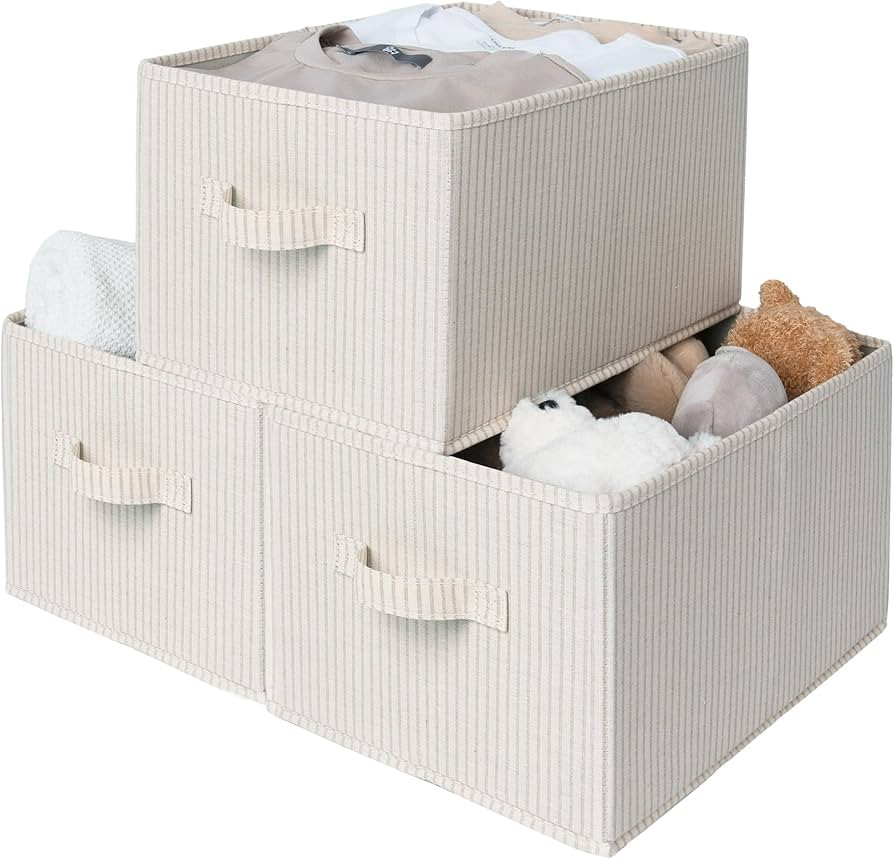 StorageWorks Storage Baskets for Shelves, Foldable Fabric Closet Storage Bins with Handles, Fabri... | Amazon (US)