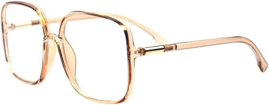 Shiratori Woman's New Retro Blue Light Blocking Glasses Big frame Nerd Eyeglasses Frame Anti Blue... | Amazon (US)