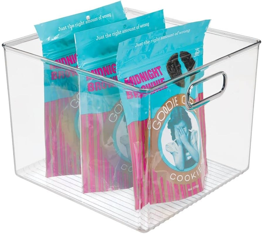 mDesign Plastic Modern Storage Organizer Bin Basket with Handles for Kitchen Organization - Shelf... | Amazon (US)