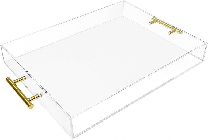 COYMOS Acrylic Tray with Handles, Clear Serving Tray -Spill-Proof- Acrylic Decorative Tray for Co... | Amazon (US)