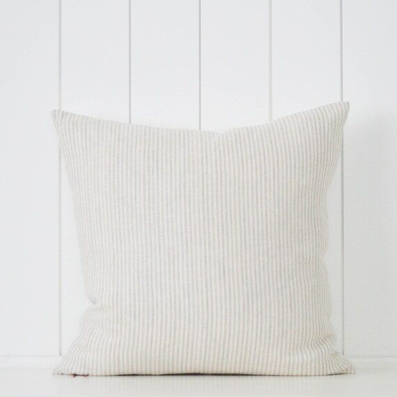 Beige Stripe Pillow Cover, Neutral Striped Decorative Pillow, Beige Pillow | Etsy (US)