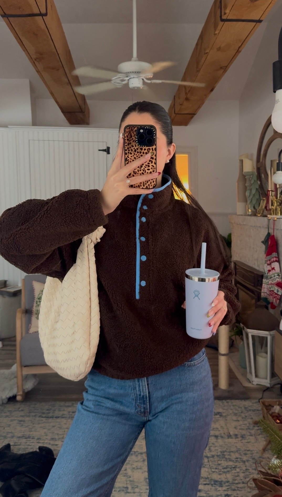 Sherpa is size medium (I sized up for a comfier fit)
Jeans are size 27