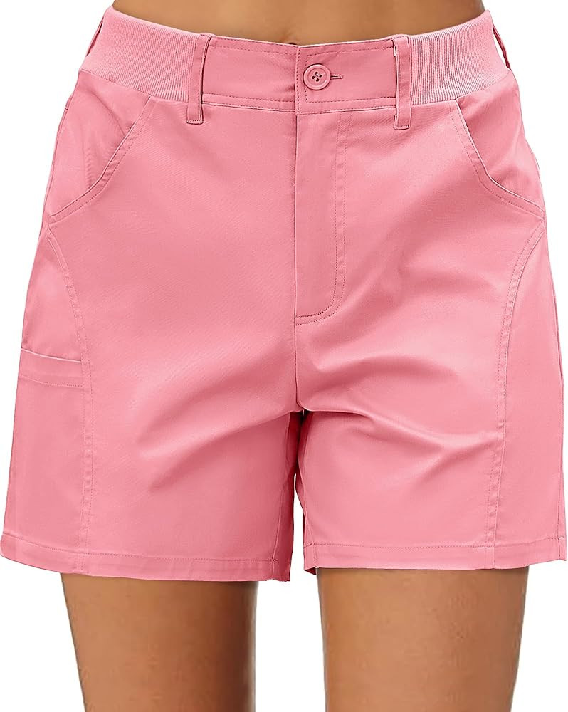 luvamia Shorts for Women Trendy Casual Summer High Waisted Chino Shorts Ribbed Elastic Waist Comf... | Amazon (US)