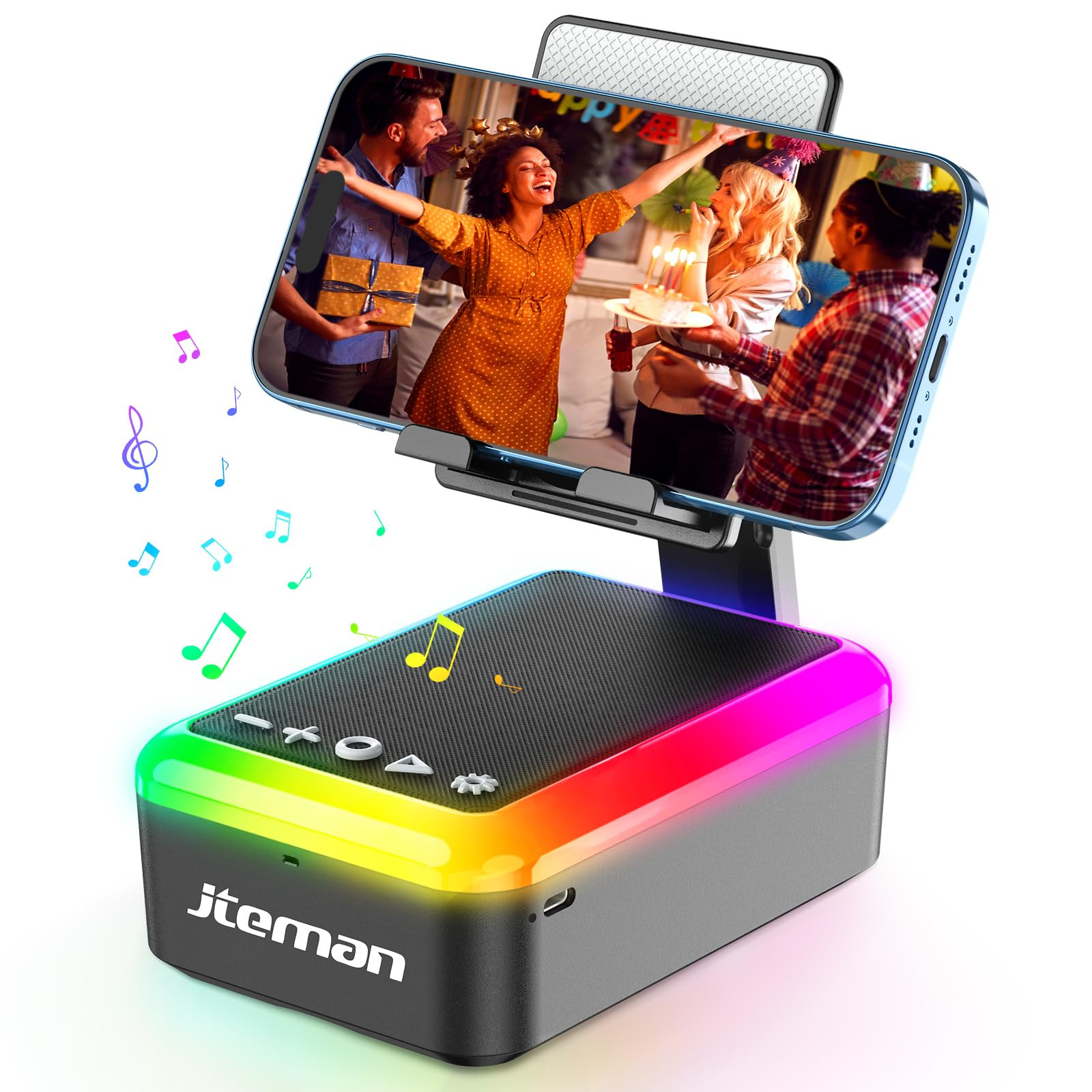JTEMAN Gifts for Men Women, Cell Phone Stand with Bluetooth Speaker and Light, Portable Lanyard, ... | Amazon (US)