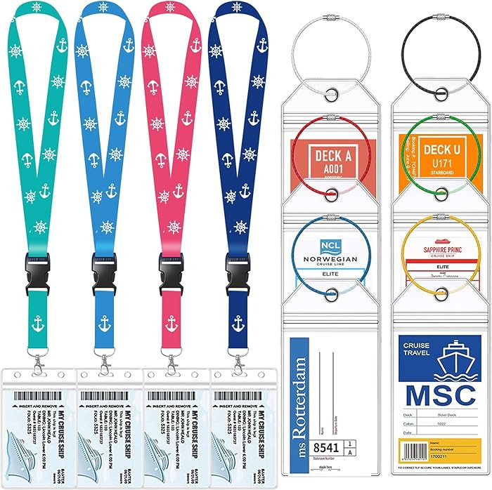4 Pcs Cruise Lanyards with 6 Pcs Cruise Luggage Tag Holders, Zip Seal Clear Cruise Luggage Tag Ho... | Amazon (US)