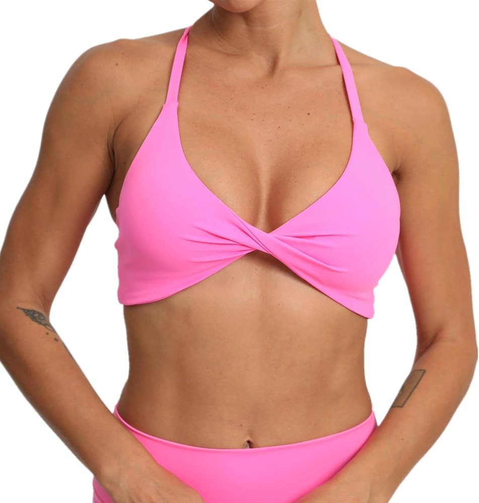 ABOCIW Sports Bras for Women Twist Criss-Cross Back Padded Workout Tank Tops Low Impact Gym Yoga ... | Amazon (US)