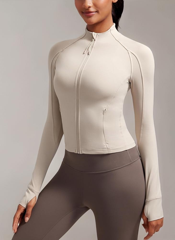 CRZ YOGA Women's Butterluxe Full Zip Running Jacket Pockets Outdoor Sports Cropped Jackets Gym Lo... | Amazon (UK)