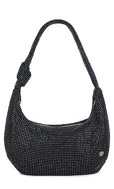 olga berg Jessica Soft Crystal Mesh Croissant Bag in Black from Revolve.com | Revolve Clothing (Global)