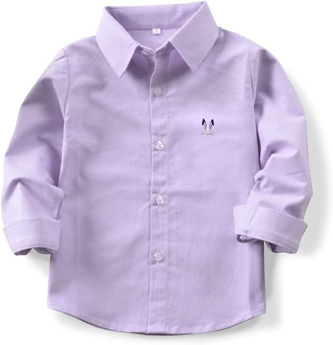 OCHENTA Boys' Long Sleeve Button Down Cute Rabbit Casual Dress Easter Shirt | Amazon (US)