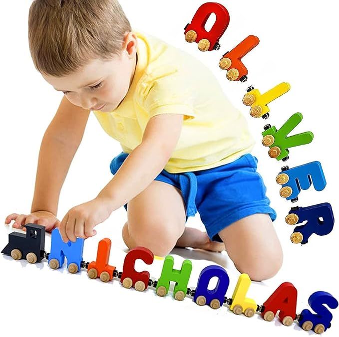 Educational Toy Learn Play & Display Wooden Train Name Puzzle for Kids Educational Toy 3 inch Eac... | Amazon (US)