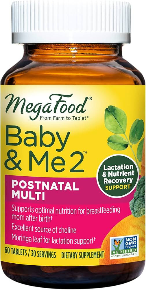 MegaFood Baby & Me 2 Postnatal Vitamins for Breastfeeding Moms with Folate (Folic Acid Natural Fo... | Amazon (US)