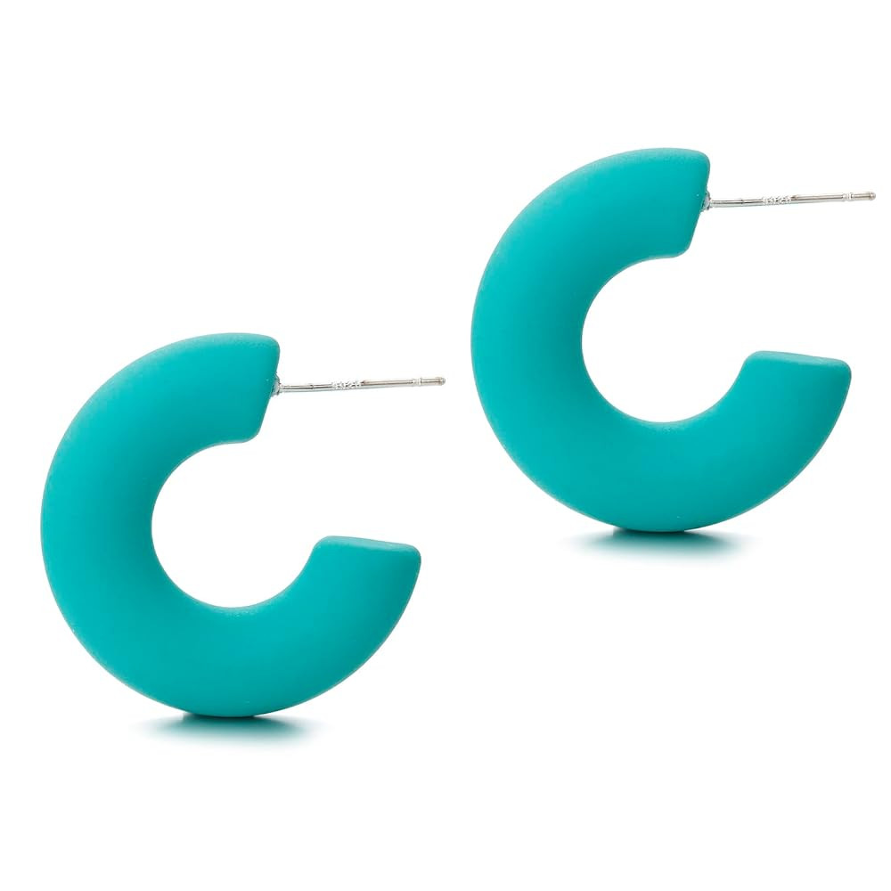 Acrylic Chunky Hoop Earrings, Lightweight Thick Open Hoops Candy Color Hoop Earrings for Women | Amazon (US)